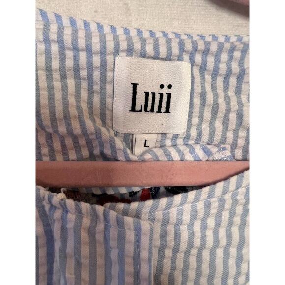 Luii Seersucker Lightweight Jacket Floral Emb. Size LG - Picture 4 of 10